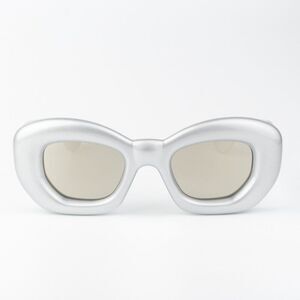 Loewe Sunglasses LW40117I 20C Metallized Silver Grey Smoke Mirror Cat Eye